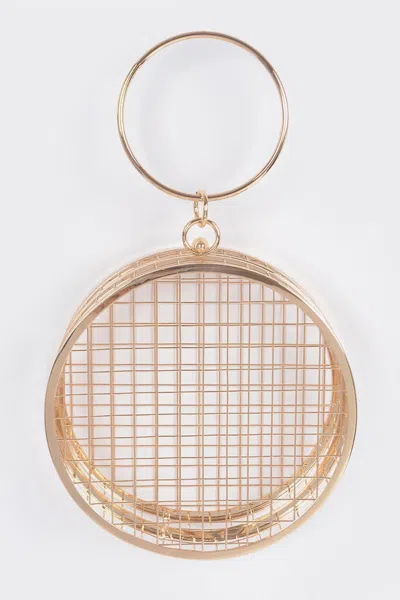 Fashnzfab Metal Wire Round Clutch In Gold