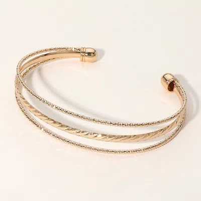 Fashnzfab Metal Wire Split Cuff Bracelet In Gold