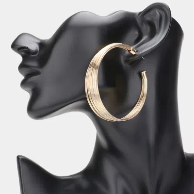 Fashnzfab Metal Wire Stacked Hoop Earrings - Gold