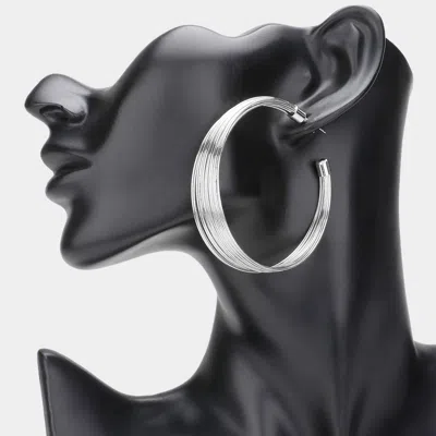 Fashnzfab Metal Wire Stacked Hoop Earrings In Multi