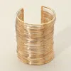 Fashnzfab Metal Wire Wide Cuff Bracelet Gold In Gold