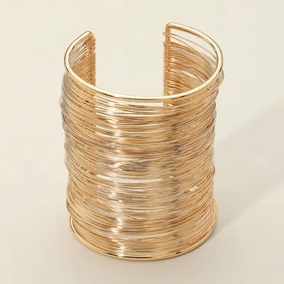 Fashnzfab Metal Wire Wide Cuff Bracelet Gold