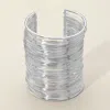 Fashnzfab Metal Wire Wide Cuff Bracelet Rhodium In Metallic