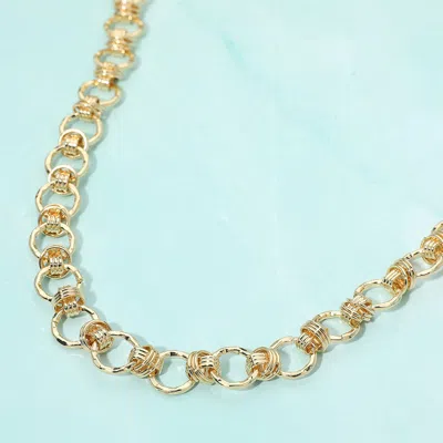 Fashnzfab Metal Wrapped Ring Link Chain Necklace - Gold