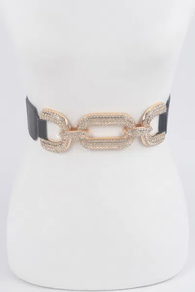 Fashnzfab Metal W/rhinestone Elastic Waist Belt In Multi