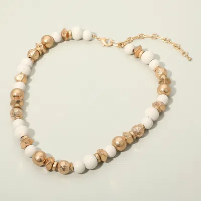 Fashnzfab Metallic Accent Chunky Beaded Statement Necklace In Multi