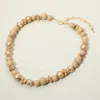 Fashnzfab Metallic Accent Chunky Beaded Statement Necklace In Brown