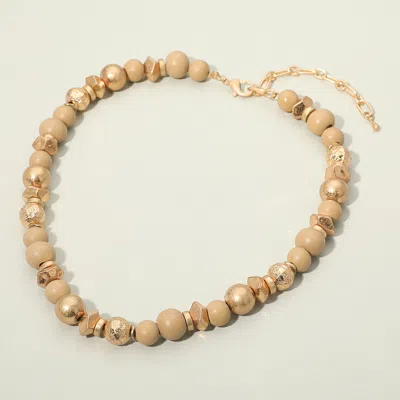 Fashnzfab Metallic Accent Chunky Beaded Statement Necklace In Brown