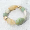 Fashnzfab Metallic Accent Marbled Pebble Beaded Stretch Bracelet In Multi
