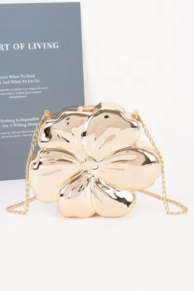 Fashnzfab Metallic Acrylic Clutch In Gold