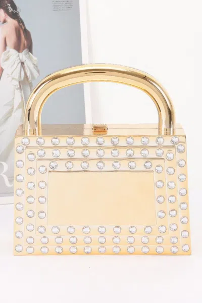 Fashnzfab Metallic Acrylic Clutch In Gold