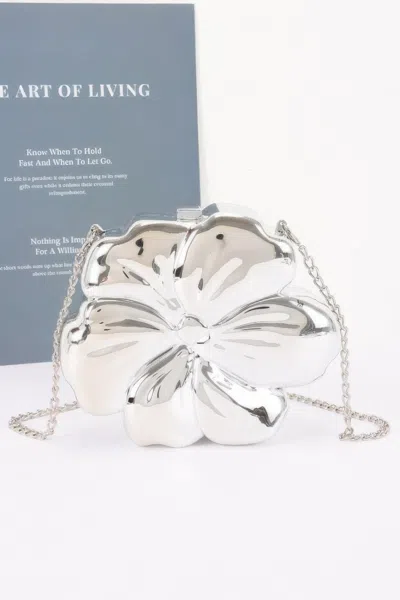 Fashnzfab Metallic Acrylic Clutch In Silver