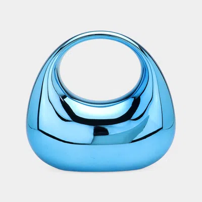 Fashnzfab Metallic Acrylic Crescent Hand Bag In Blue