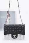 Fashnzfab Metallic Acrylic Flap Bag In Silver