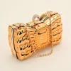 Fashnzfab Metallic Bow Clutch Evening Bag / Crossbody Bag In Gold