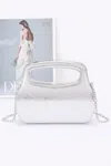 Fashnzfab Metallic Case Bag In White