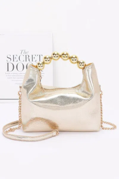 Fashnzfab Metallic Ccb Ball Handle Bag In Gold