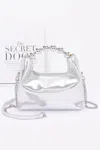 Fashnzfab Metallic Ccb Ball Handle Bag In Silver