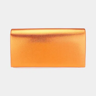 Fashnzfab Metallic Clutch Bag / Crossbody Bag In Orange