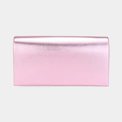 Fashnzfab Metallic Clutch Bag / Crossbody Bag In Pink