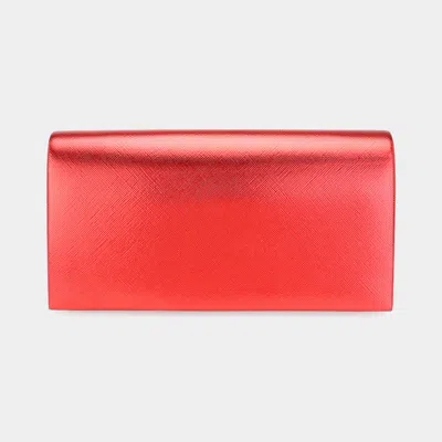 Fashnzfab Metallic Clutch Bag / Crossbody Bag In Red
