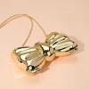 Fashnzfab Metallic Compact Bow Clutch Evening Bag / Crossbody Bag In Gold