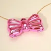 Fashnzfab Metallic Compact Bow Clutch Evening Bag / Crossbody Bag In Pink