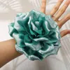 Fashnzfab Metallic Fabric Flower Pin Brooch / Hair Clip / Hair Band / Bracelet Blue Zircon In Multi