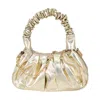 Fashnzfab Metallic Faux Leather Top Handle Crossbody Bag In Gold