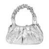 Fashnzfab Metallic Faux Leather Top Handle Crossbody Bag In Silver