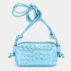 Fashnzfab Metallic Faux Leather Weaved Crossbody Bag In Blue