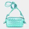 Fashnzfab Metallic Faux Leather Weaved Crossbody Bag In Green
