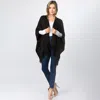 Fashnzfab Metallic Fringe Shawl Wrap Poncho In Black