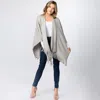 Fashnzfab Metallic Fringe Shawl Wrap Poncho In Gray