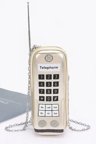 Fashnzfab Metallic Handphone Novelty Bag In Gold
