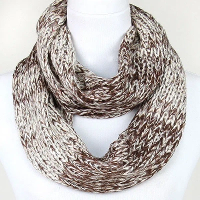 Fashnzfab Metallic Knitted Acrylic Infinity Scarf In Multi