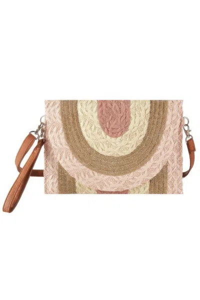 Fashnzfab Metallic Lined Multicolor Straw Clutchcrossbodybag
