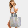 Fashnzfab Metallic Pineapple Patterned Beach Tote Bag In Blue