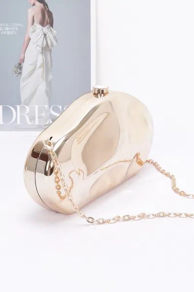 Fashnzfab Metallic Plastic Party Clutch In Beige