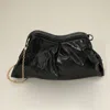Fashnzfab Metallic Pleated Frame Clutch Evening Bag / Crossbody Bag In Black