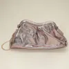 Fashnzfab Metallic Pleated Frame Clutch Evening Bag / Crossbody Bag In Gray