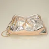 Fashnzfab Metallic Pleated Frame Clutch Evening Bag / Crossbody Bag In White