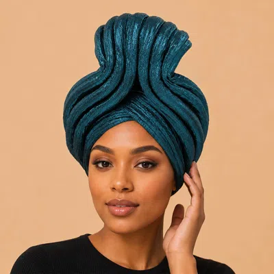 Fashnzfab Metallic Pleated Turban Hair Wrap In Multi