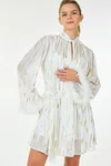 Fashnzfab Metallic Print Short Dress In White