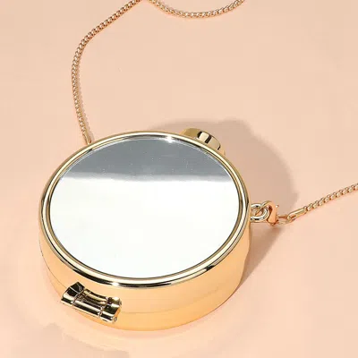 Fashnzfab Metallic Round Compact Mirror Clutch Evening Bag / Crossbody Bag In Gold