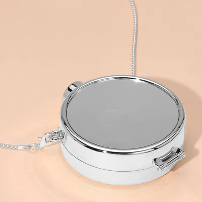 Fashnzfab Metallic Round Compact Mirror Clutch Evening Bag / Crossbody Bag In Silver