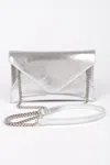 Fashnzfab Metallic Small Envelope Clutch In Silver