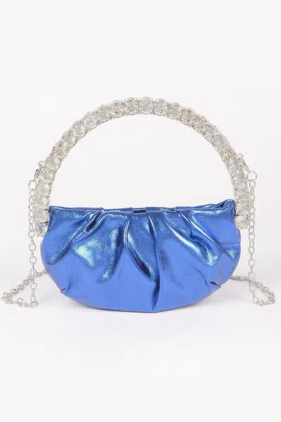 Fashnzfab Metallic Stone Handle Crossbody Bag In Blue