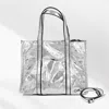 Fashnzfab Metallic Top Handle Crossbody Bag In Silver
