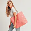Fashnzfab Metallic Whale Beach Tote Bag In Pink